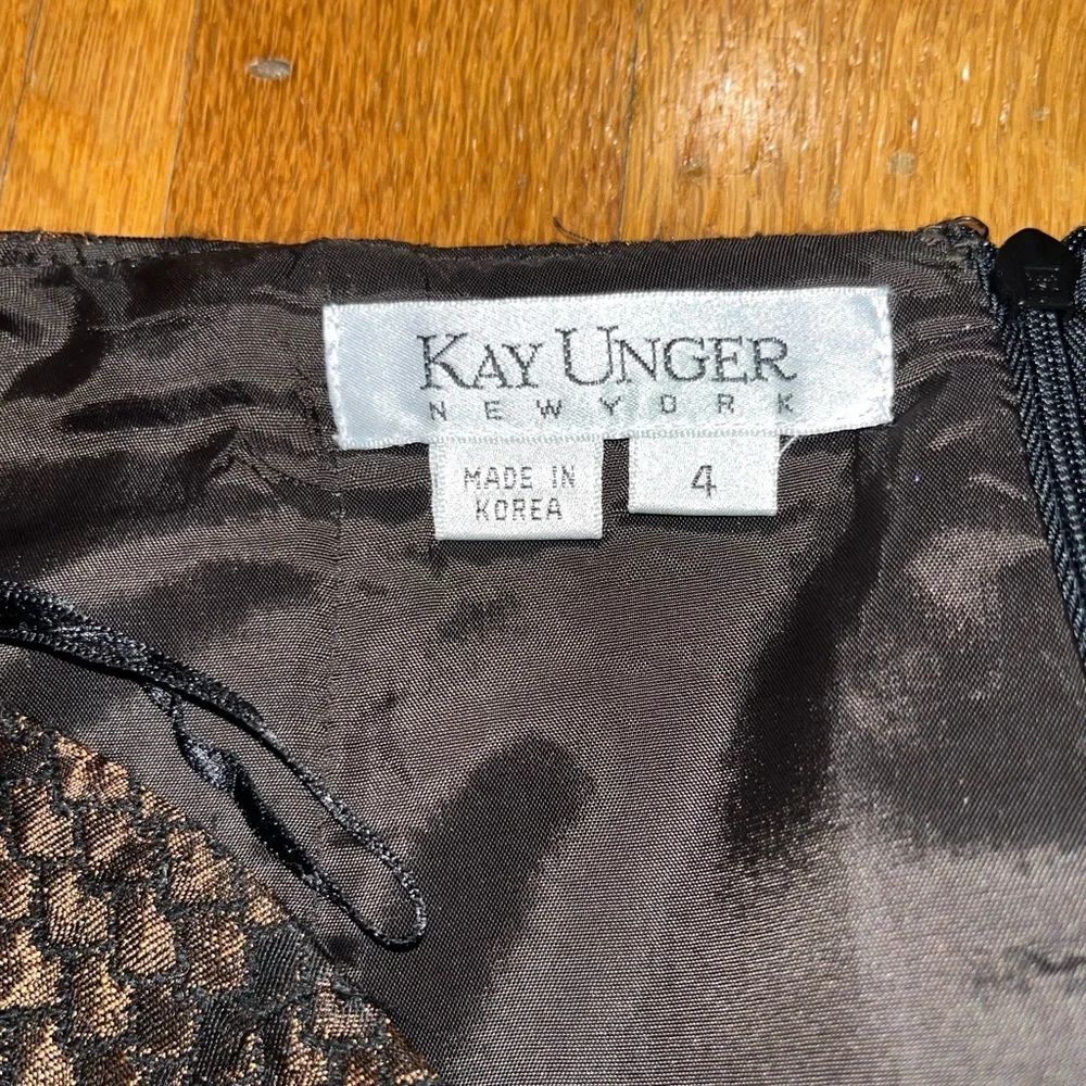 Kay Unger Metallic Bronze Snake-Print Mini Skirt
